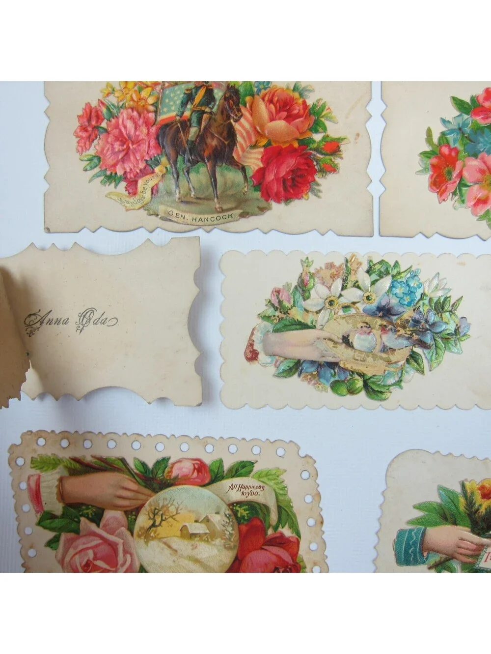 Antique Ephemera Lot of 12 Victorian 19th Century Calling Love Cards Hidden Name